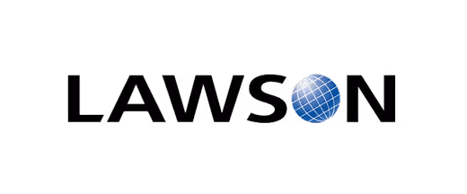 Lawson logo with a blue globe replacing the letter O.