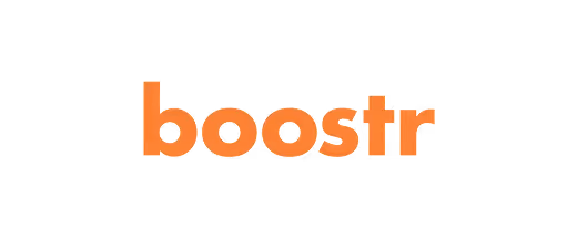 Orange lowercase text spelling 'boostr' on a black background.