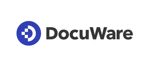 DocuWare company logo with a blue circular icon on the left.