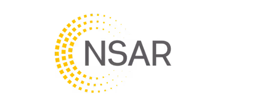 INSAR logo with a circular pattern of yellow squares partially surrounding the text.