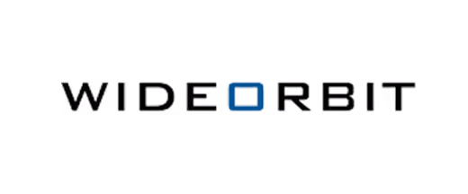 The word 'WIDEORBIT' with the letter O stylized as a blue square with a smaller black square inside.