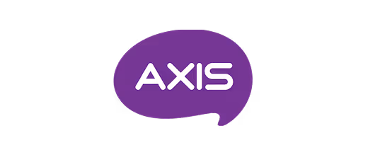 Purple speech bubble with the word AXIS in white capital letters inside.