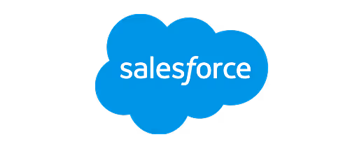 Salesforce logo with white text inside a blue cloud shape.