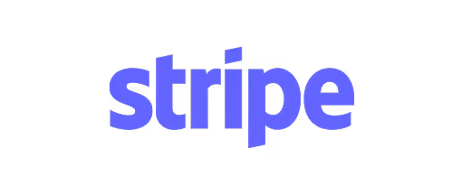 Stripe brand name in bold purple letters on a black background.