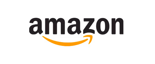 Amazon logo with black text and a yellow arrow curving from A to Z.