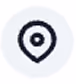 Black location pin icon inside a light gray circle.