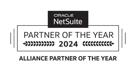 The partner of the year badge for oracle net suite.
