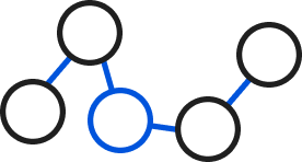 A blue and black line drawing of three circles.