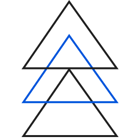 A triangle that has been drawn with blue lines.