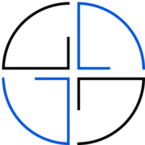 A blue cross on a white background.