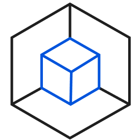 A drawing of a cube in a hexagonal shape.