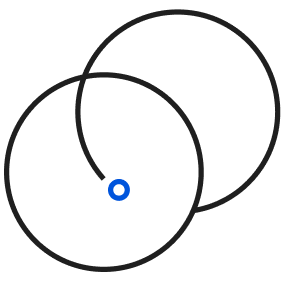 Two circles with a blue dot in the middle.
