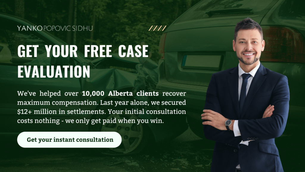 Free case evaluation for car accident settlement payouts Alberta with experienced injury lawyer