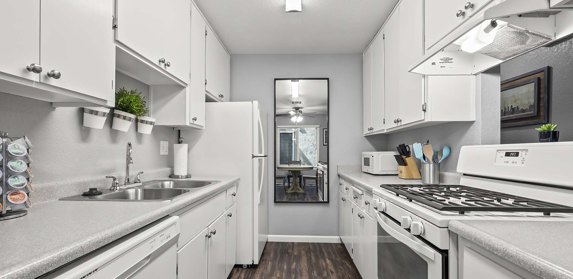 Kitchen with white cabinets