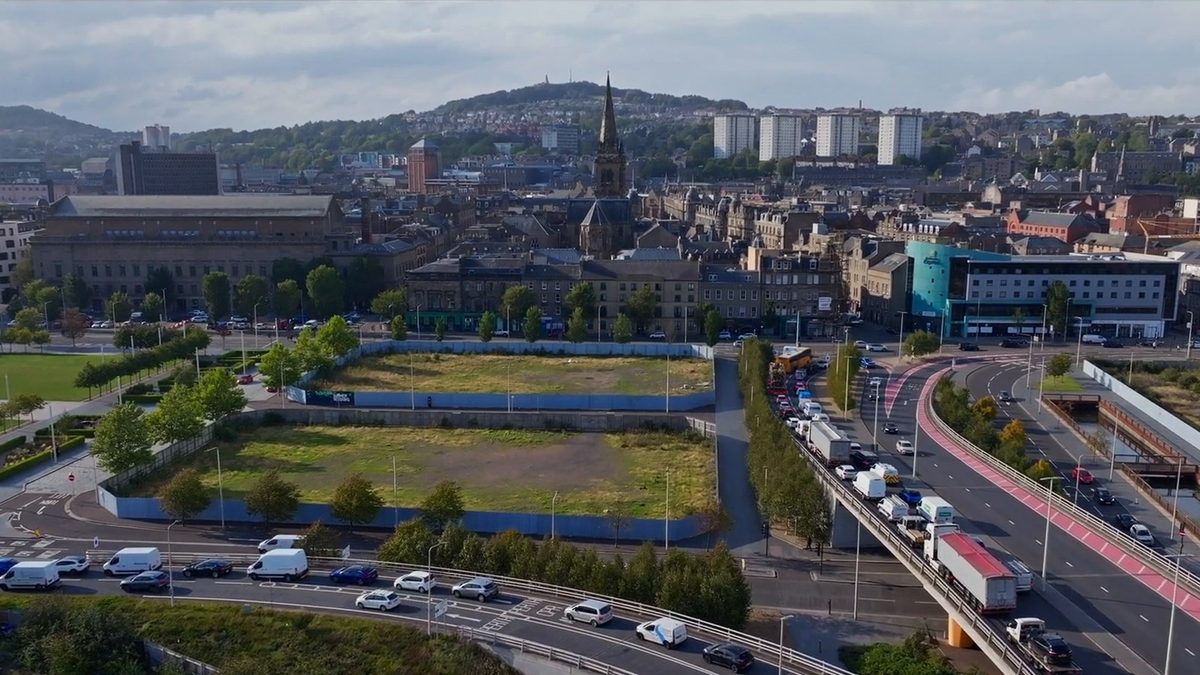 Aerial view over Dundee, Scotland, home of 1 of MI:RNA's 2 laboratories