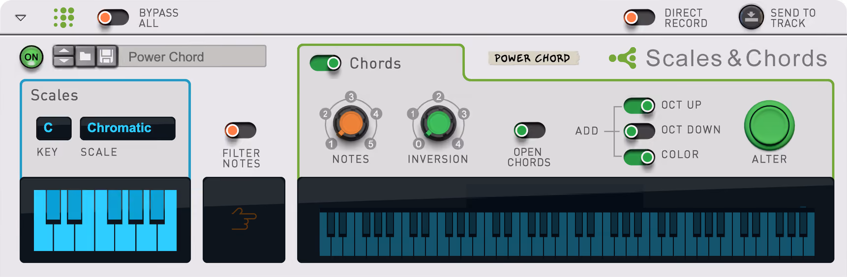 Scales and Chords free MIDI player plugin interface