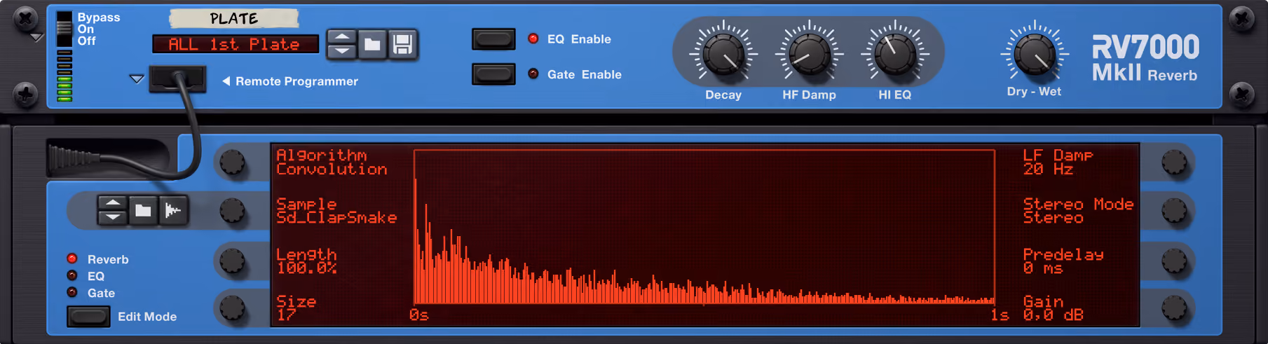RV7000 MkII free reverb plugin interface