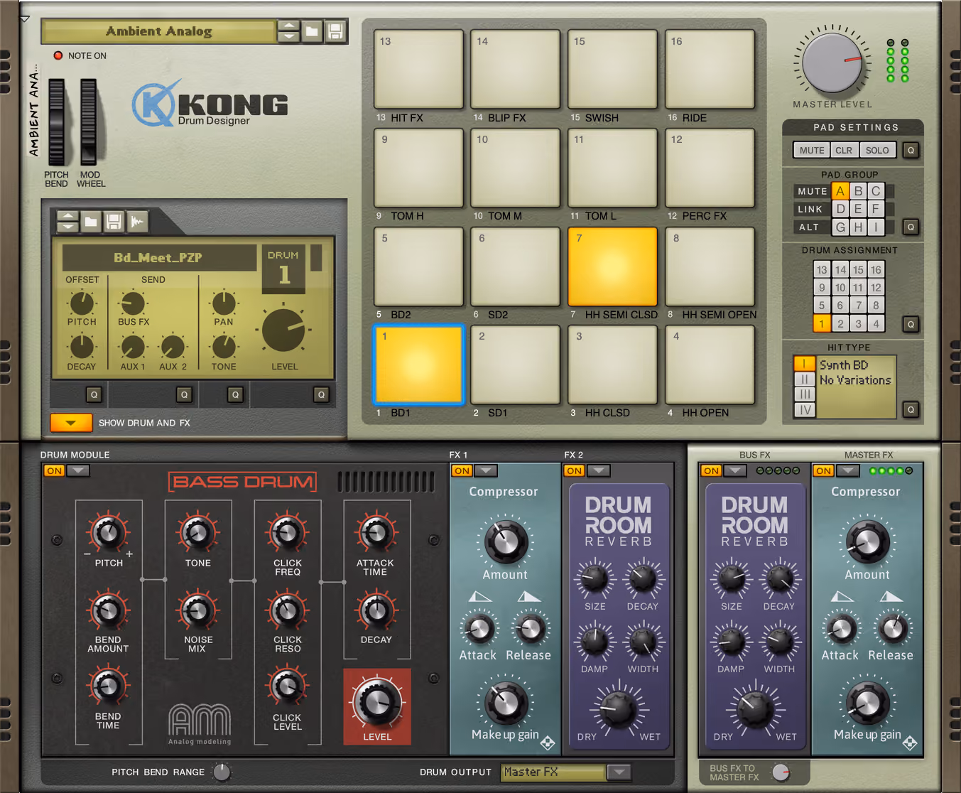Kong free drum designer plugin interface