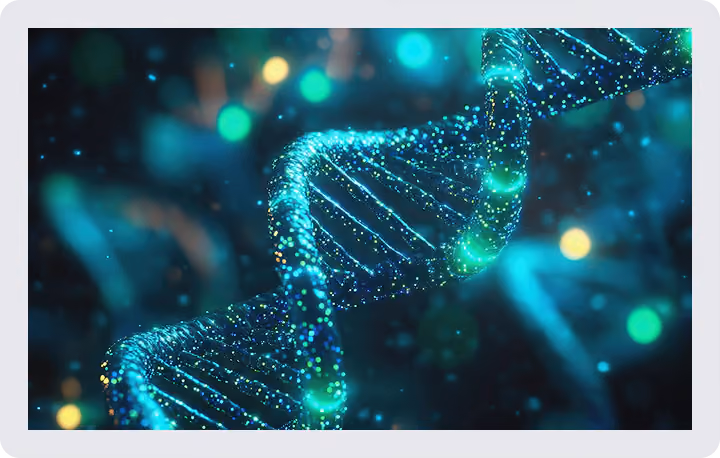 Illustration of a DNA double helix representing genetic sequencing and genomic research.