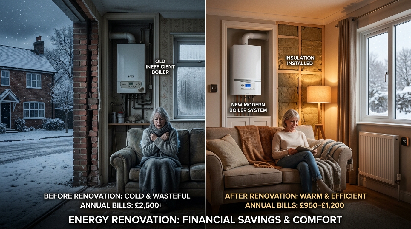 Upgrade your boiler and insulation to reduce heat loss, stay warm, and cut your energy bills.