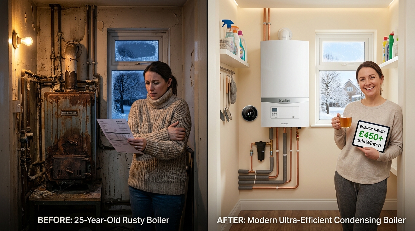 Boiler upgrade and insulation before and after UK