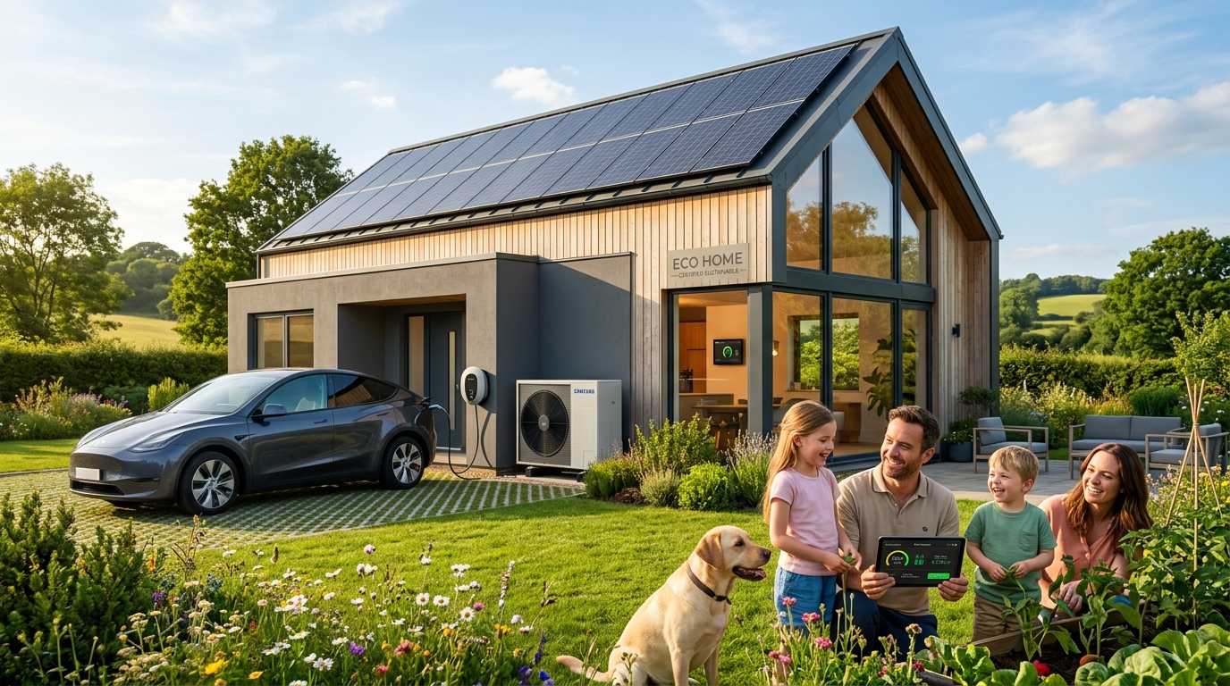 Air source heat pump installation with £7500 government grant UK reducing heating costs and carbon footprint