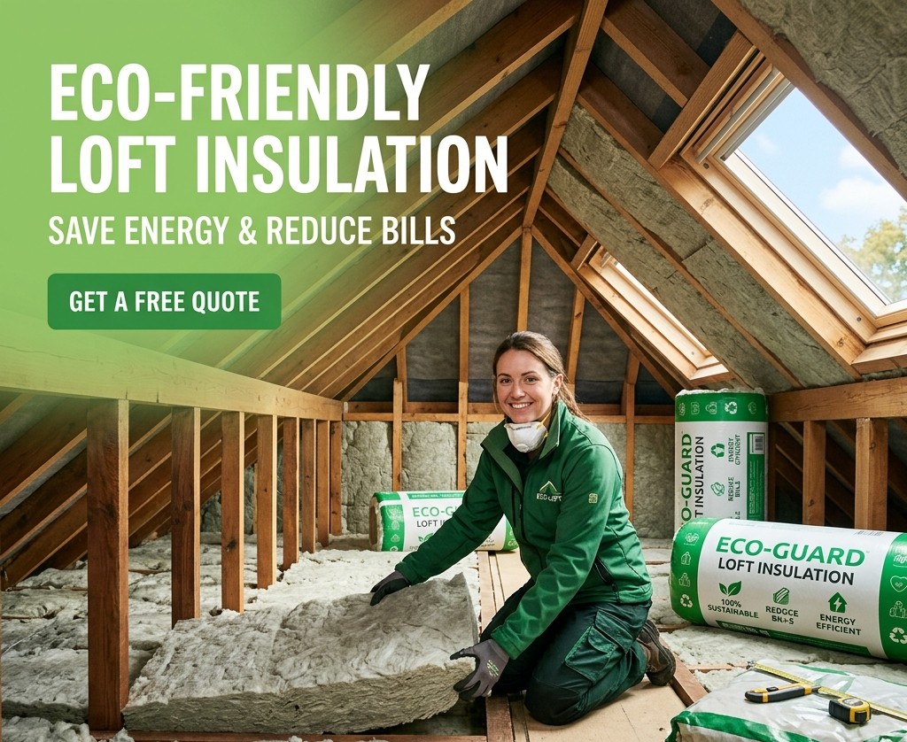 Loft insulation installation in UK home reducing heat loss and improving energy efficiency and lower energy bills