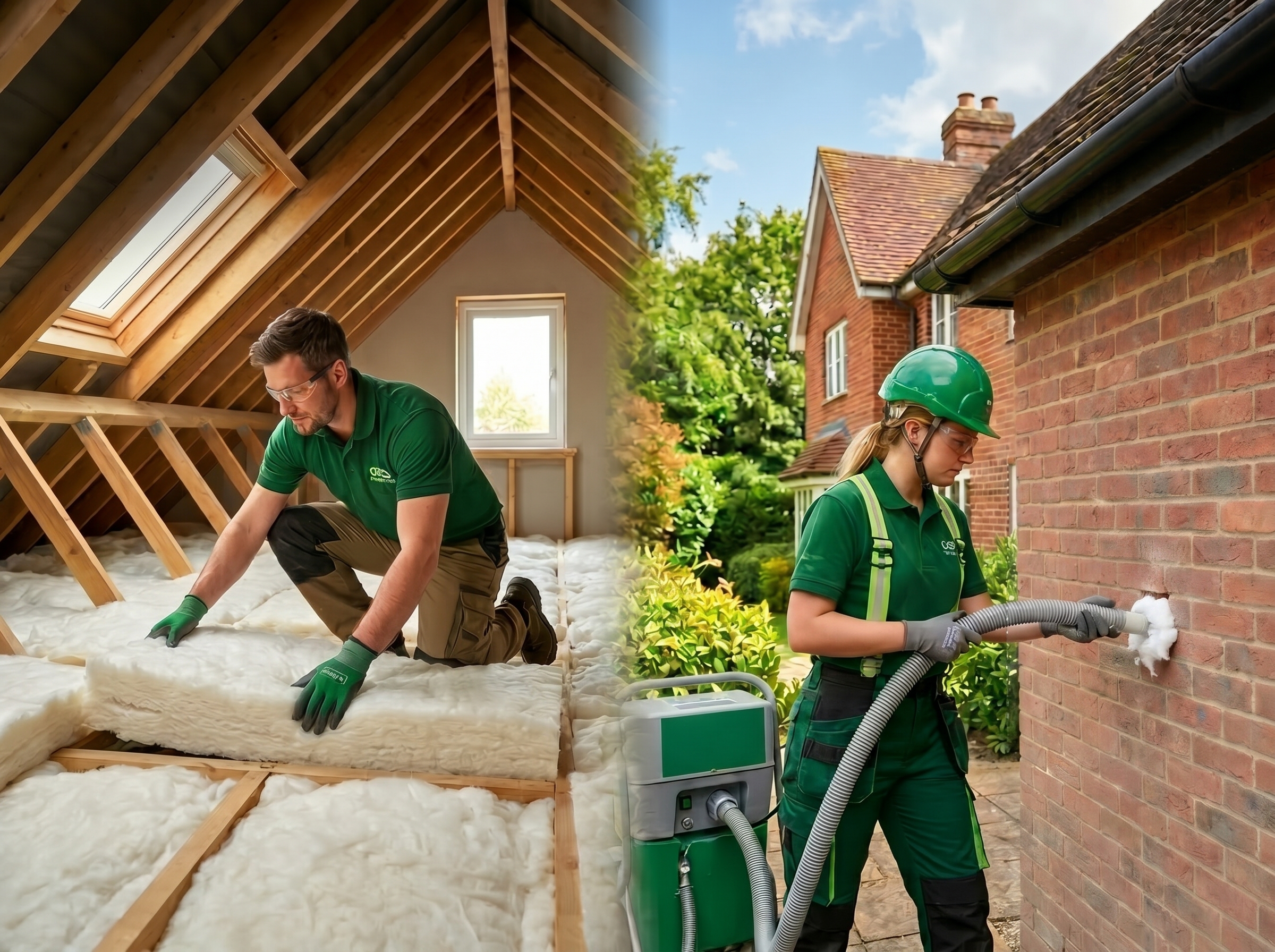 Loft insulation installation and cavity wall insulation service by professional installers improving home energy efficiency UK