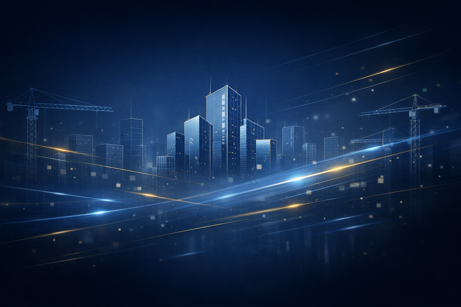 Tech skyline with construction machinery