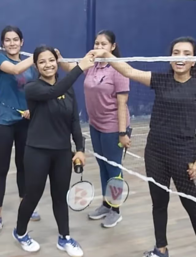 HFCL team playing batminton