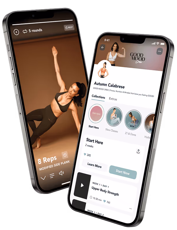 A mockup of two phones with screenshots of the app