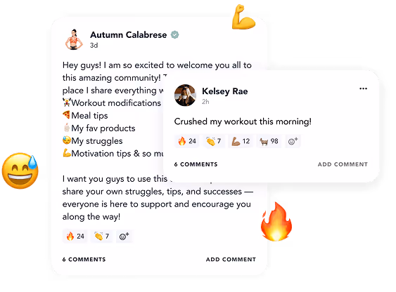Screenshots from the in-app community