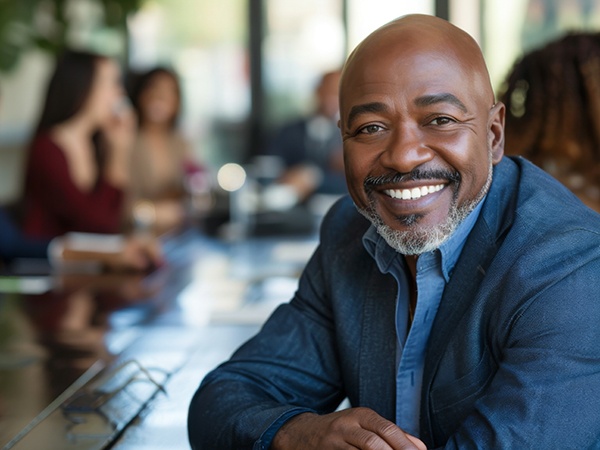 Man smiling after understanding cost of dental implants in Mayfai