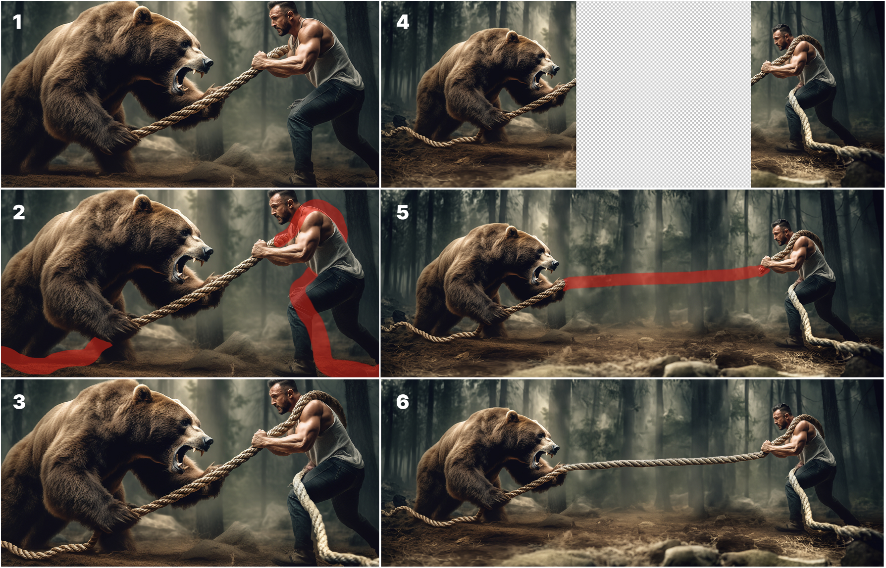 Two different Midjourney-generated bears — same prompt direction, different outputs. Knowing which one to keep required visual judgment the tool doesn't have.