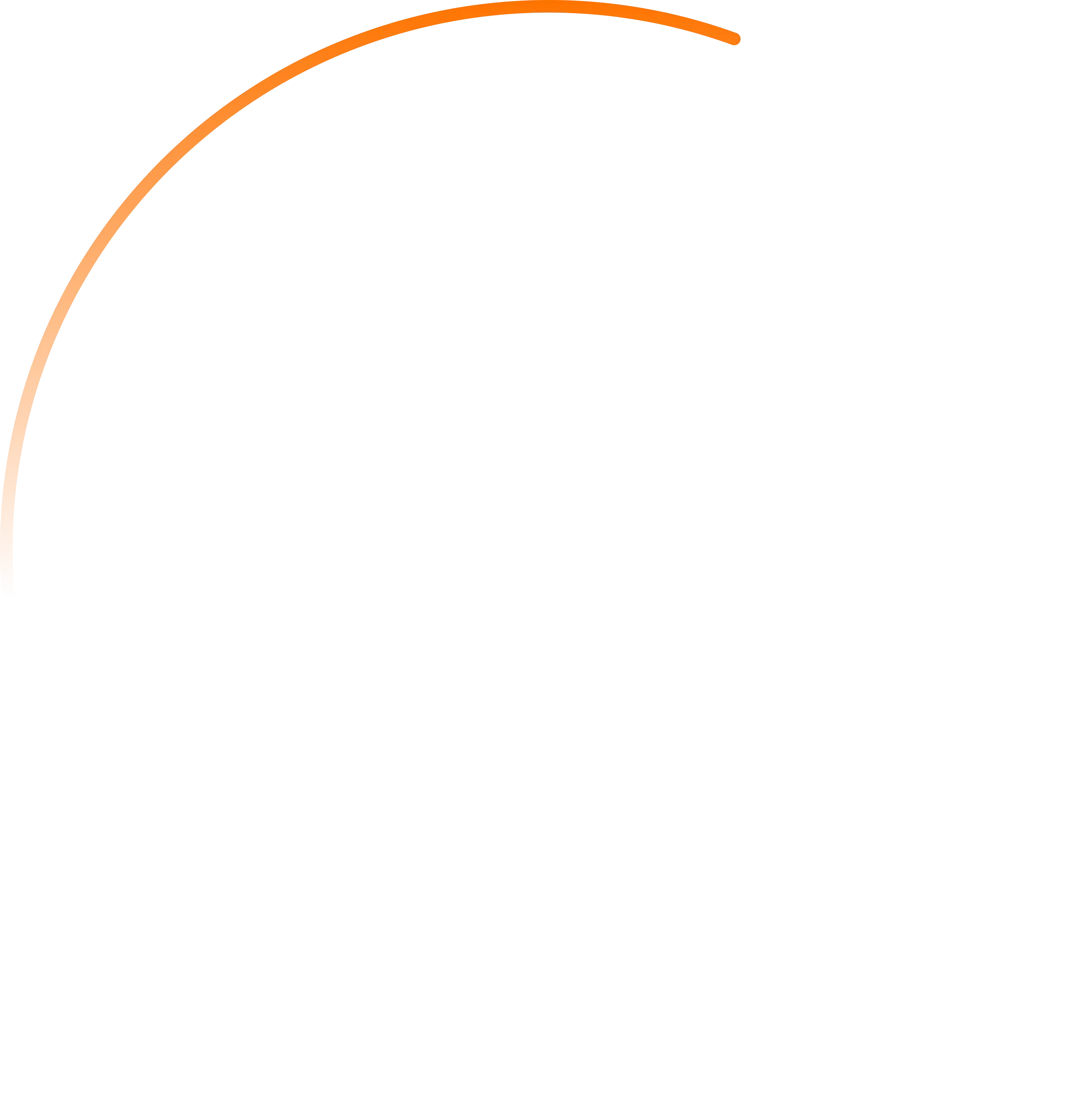 Abstract orange curved line arching over black background with faint patterns inside the arch.