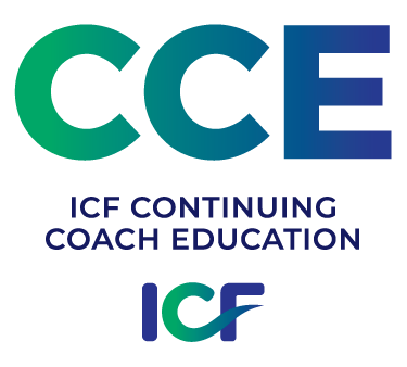 A logo image with text that reads "CCE ICF Continuing Coach Education ICF"