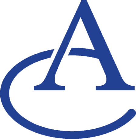 A logo image of the letter A in blue