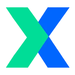 Green and blue stylized X logo with overlapping halves.