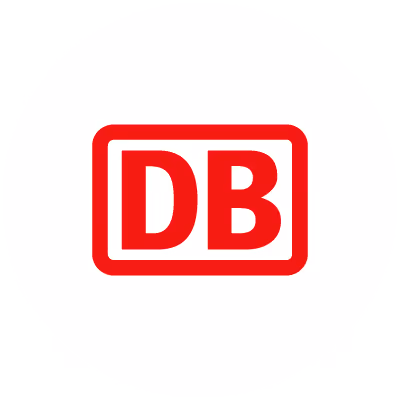 DB logo in red letters inside a rounded rectangle border.