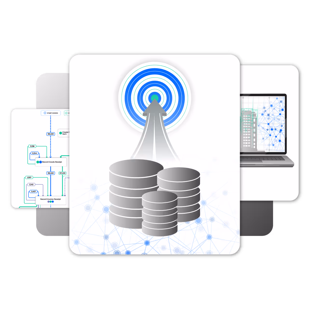 Stacks of coins with an arrow pointing toward a blue target bullseye.