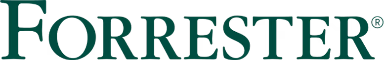 Forrester-Schriftzug-Logo in grünen Großbuchstaben auf schwarzem Hintergrund.