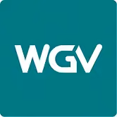 WGV-Logo mit weißen Buchstaben auf türkisfarbenem quadratischem Hintergrund.