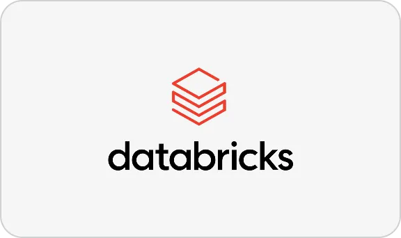 Databricks logo with red stacked layers icon above black text on white background.