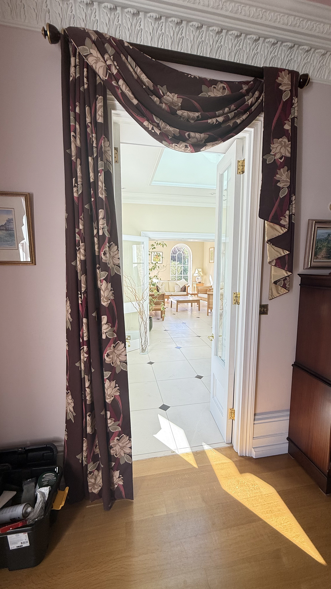 Little Waltham, dining room, full height window/external glazed door