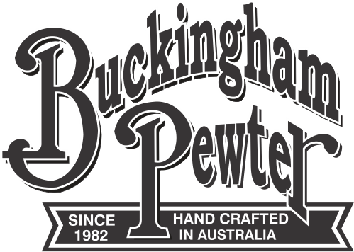 Buckingham Pewter logo featuring the words "Hand Crafted in Australia" and "Since 1982".