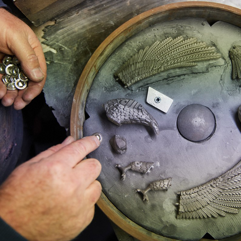 Production mould used to manufacture custom pewter components in the Buckingham Pewter workshop.
