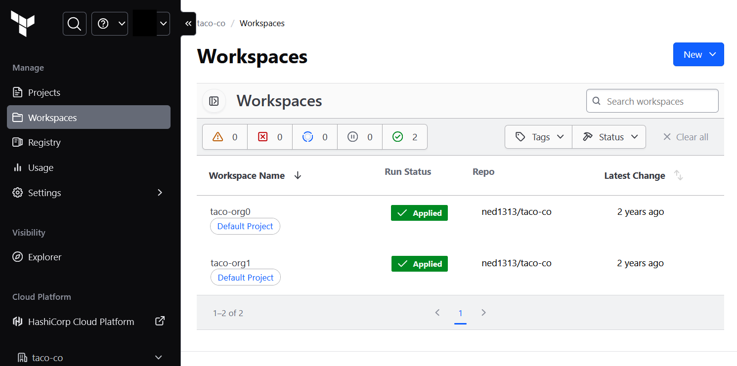 Terraform Cloud user interface