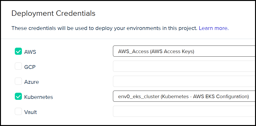 Deployment Credentials for our Project