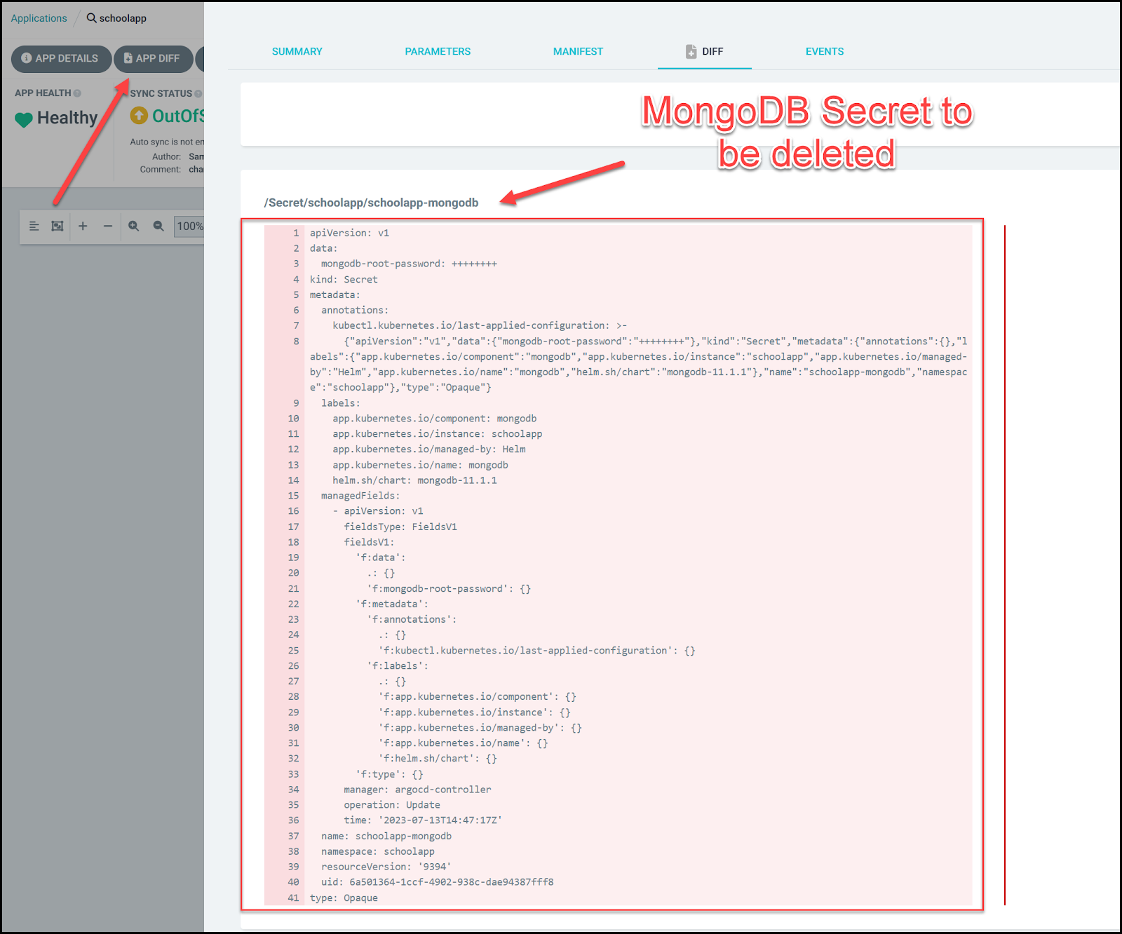 MongoDB Secret Will Get Deleted