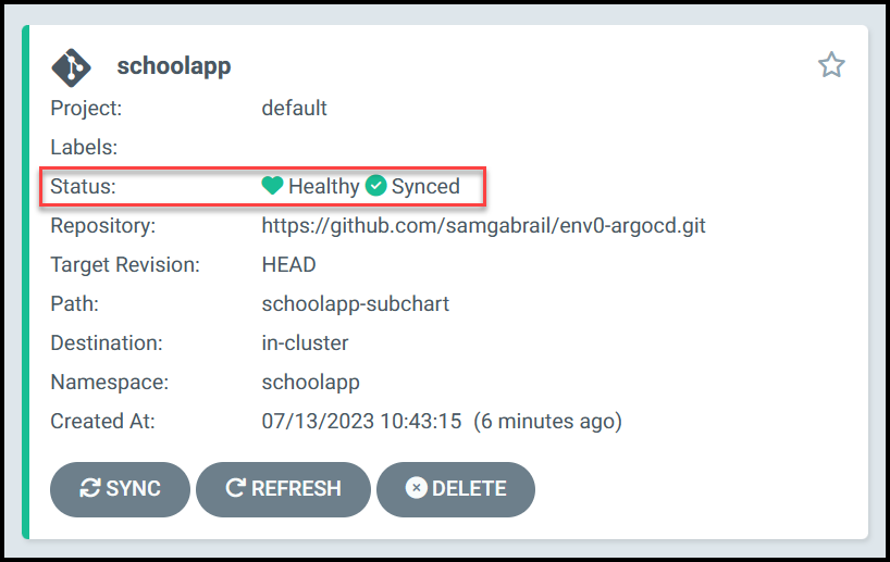 Application is Healthy and Synced